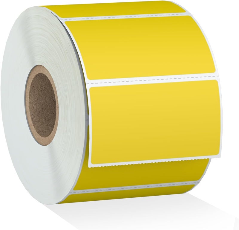 Misofuki 2.25" x 1.25" Yellow Direct Thermal Barcode Labels 1000 Pcs for Zebra ZD410 ZD411 LP2824, 2-1/4x1-1/4 1 Roll Waterproof Strong Adhesive Perforated Return Address Labels Used with Rollo MUNBYN - Image 1